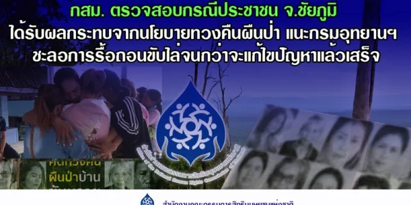 กสม. ตรวจสอบกรณีประชาชน จ.ชัยภูมิ ได้รับผลกระทบจากนโยบายทวงคืนผืนป่า