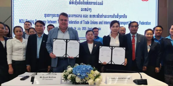 สหภาพแรงงานลาวเข้าร่วมกับสหพันธ์แรงงานขนส่งระหว่างประเทศ