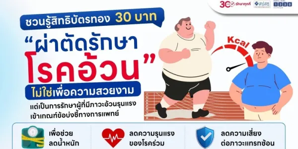 สปสช. ชวนรู้สิทธิบัตรทอง 'ผ่าตัดรักษาโรคอ้วน' ย้ำต้องประเมินตามหลักวิชาการและปรับพฤติกรรมก่อนผ่าตัด